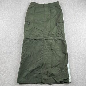 GH Bass Skirt Womens 2 Convertible Zip Off Maxi Green Cargo Hiking Nylon Stripe